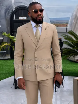 Suti Ya Kisasa Ya Kiume Ya Kifahari (Premium Beige / Khaki Men's Suit)