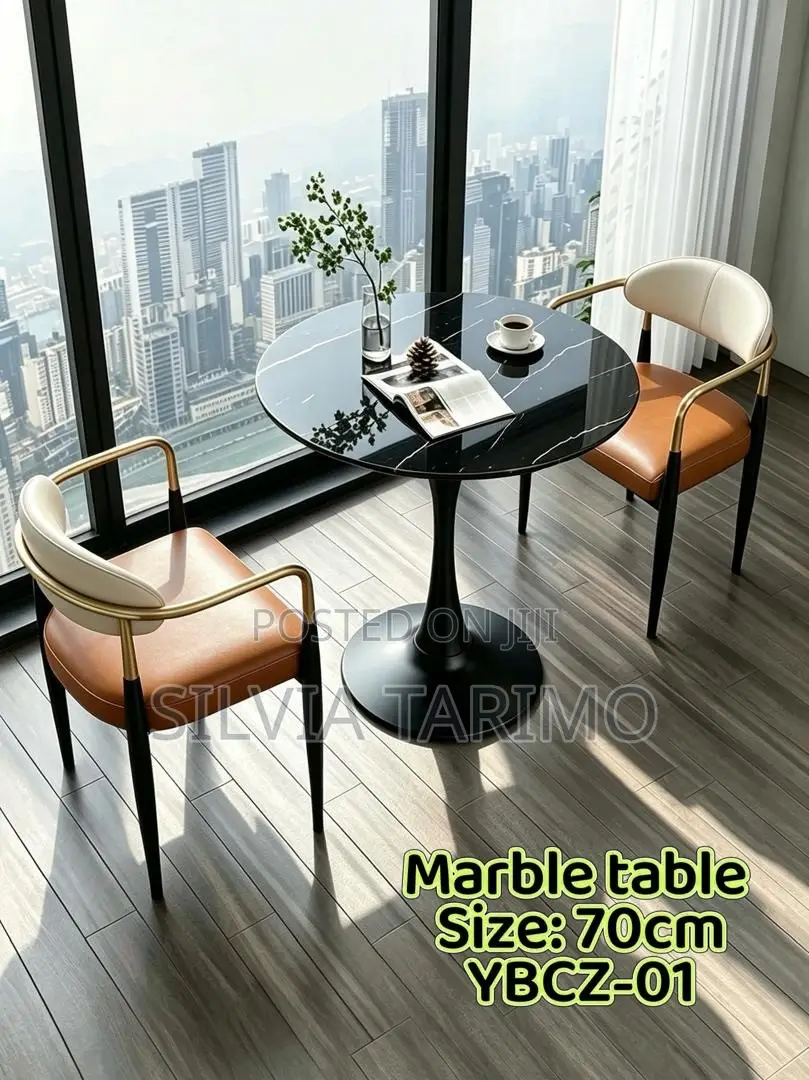 Title Modern Round Marble Dining Table – 70cm
