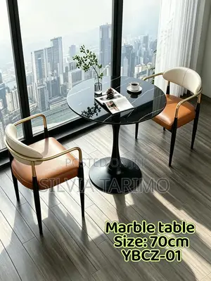 Title Modern Round Marble Dining Table – 70cm