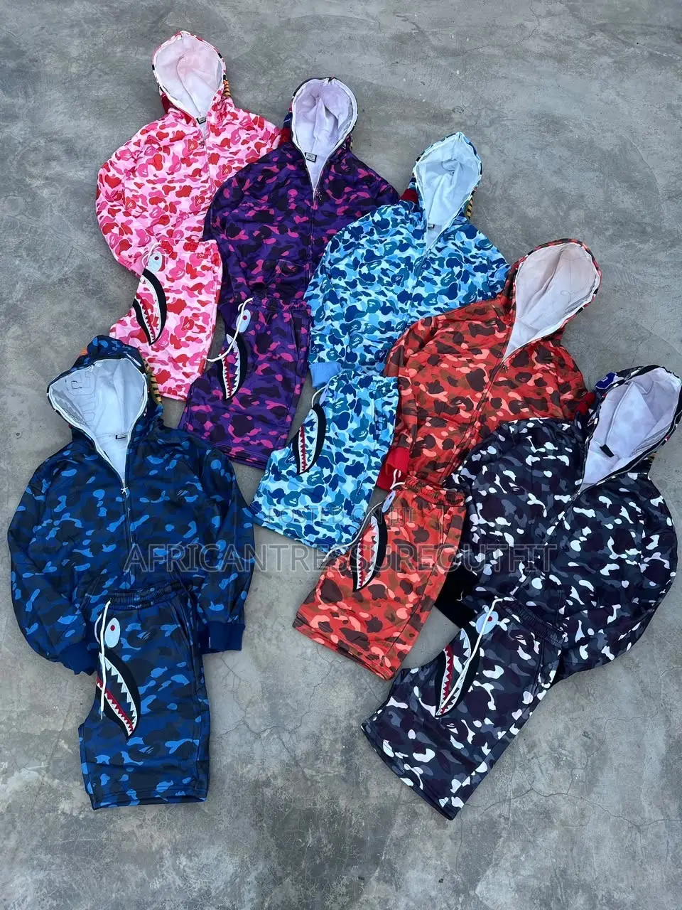 Bape Shark Full Zip Hoodies and Matching Short Collection
