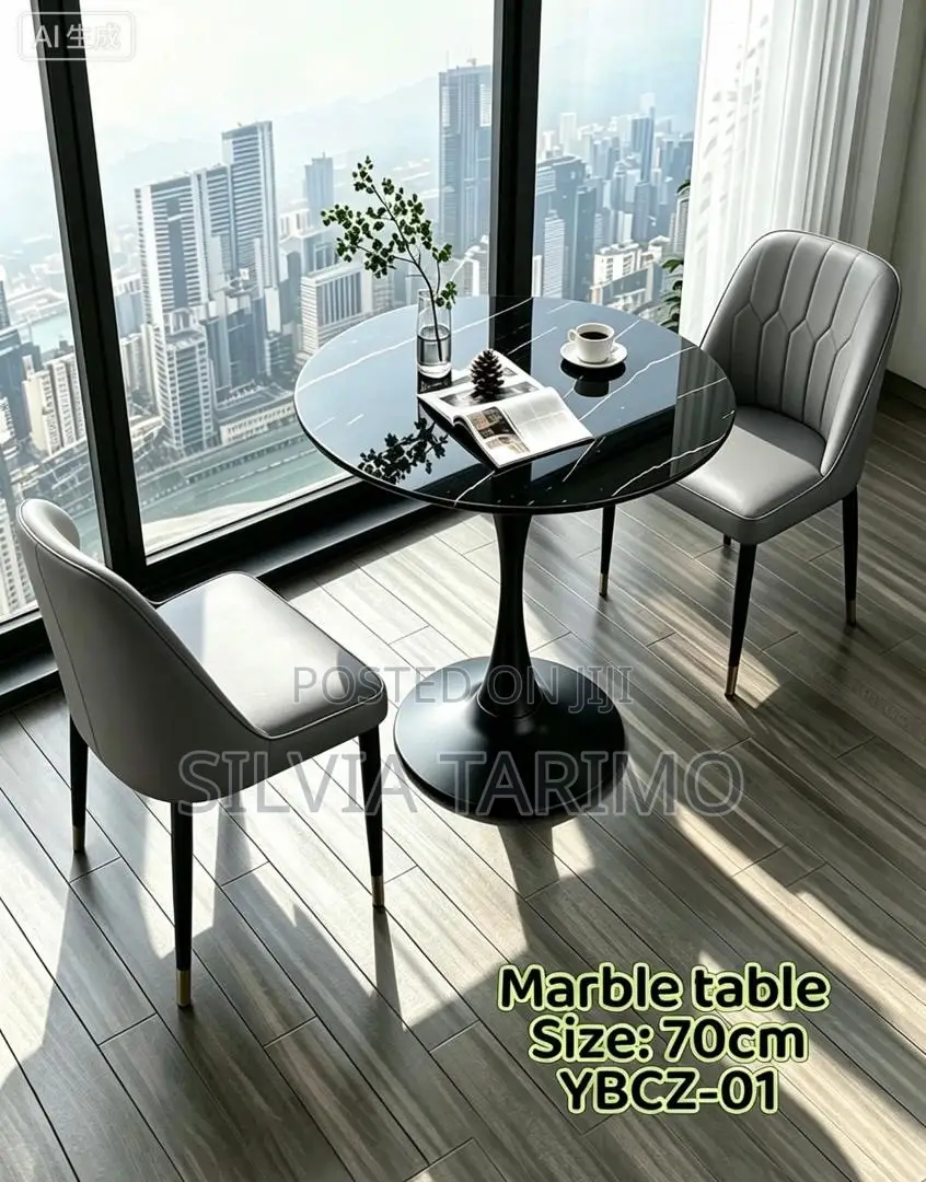 Modern Round Marble Dining Table – 70cm