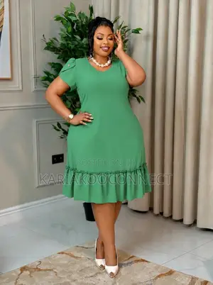 Ruffle Hem Short-Sleeve Midi Dress