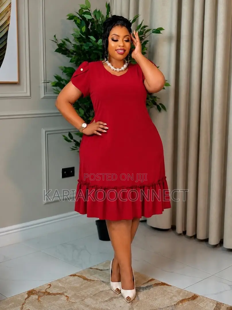 Ruffle Hem Short-Sleeve Midi Dress