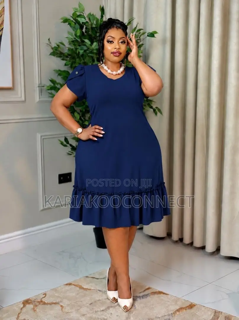 Ruffle Hem Short-Sleeve Midi Dress