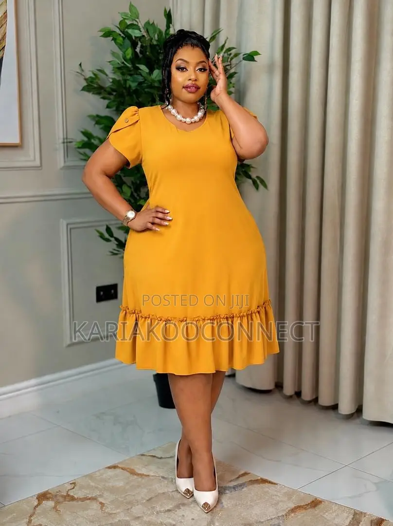 Ruffle Hem Short-Sleeve Midi Dress