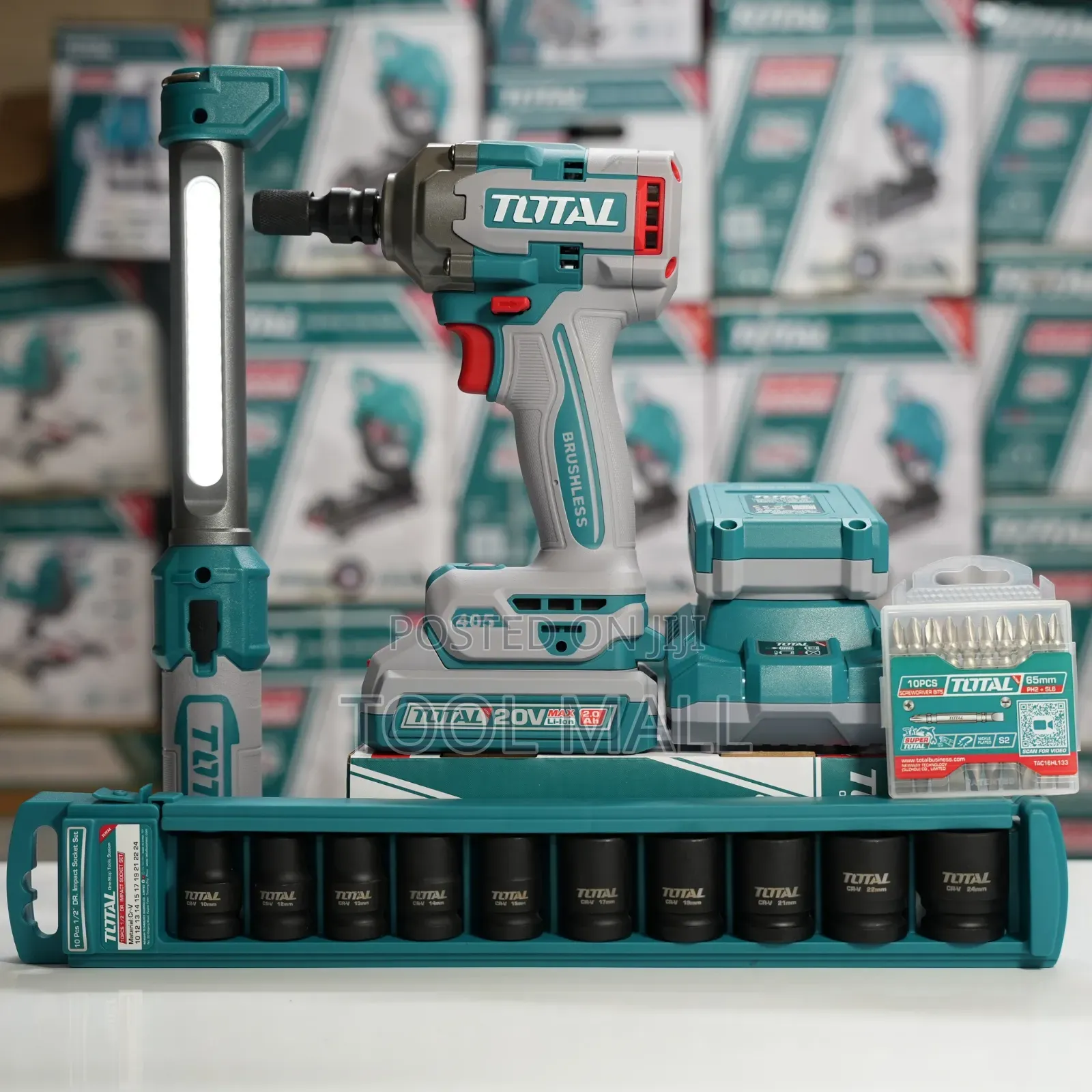 Total Cordless 2pcs Combo Kit Impact Wrench+Work Lamp TOSLI23056