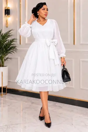 Fit-and-Flare Chiffon Midi Dress