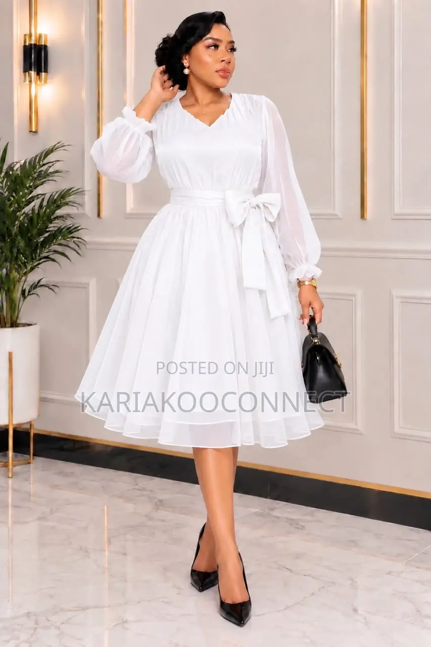 Fit-and-Flare Chiffon Midi Dress