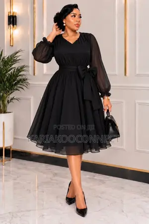 Fit-and-Flare Chiffon Midi Dress