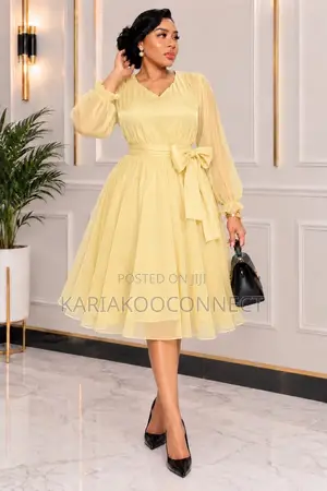 Fit-and-Flare Chiffon Midi Dress