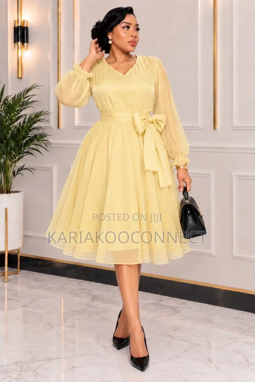 Fit-and-Flare Chiffon Midi Dress