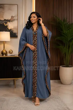 Kaftan Maxi Dress With Leopard