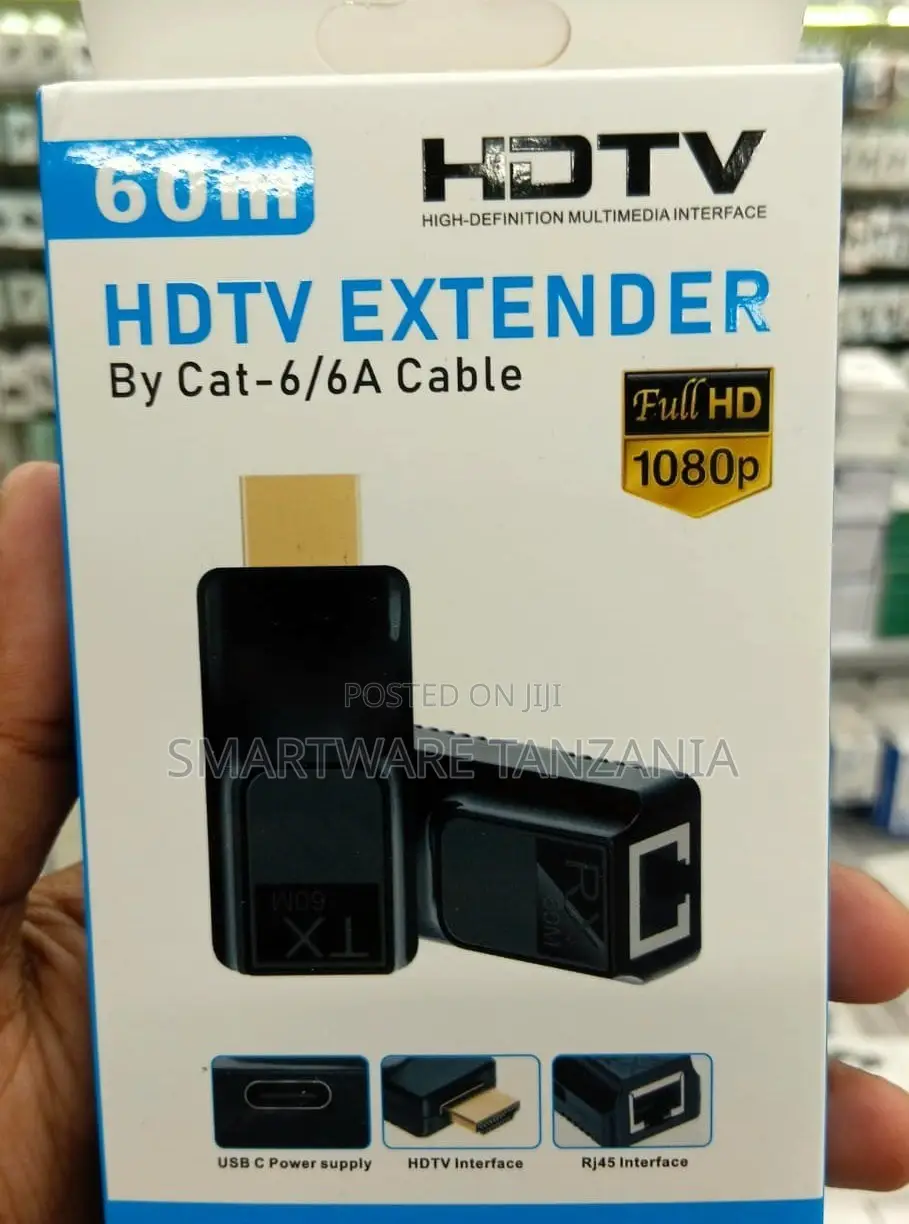 HDTV Extender by Cat-6/6a Cable, 60m Length, Supports Full HD 1080p