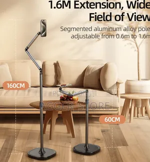 Adjustable 360°,1.6M Rotating Floor Stand for Smartphones and Tablets