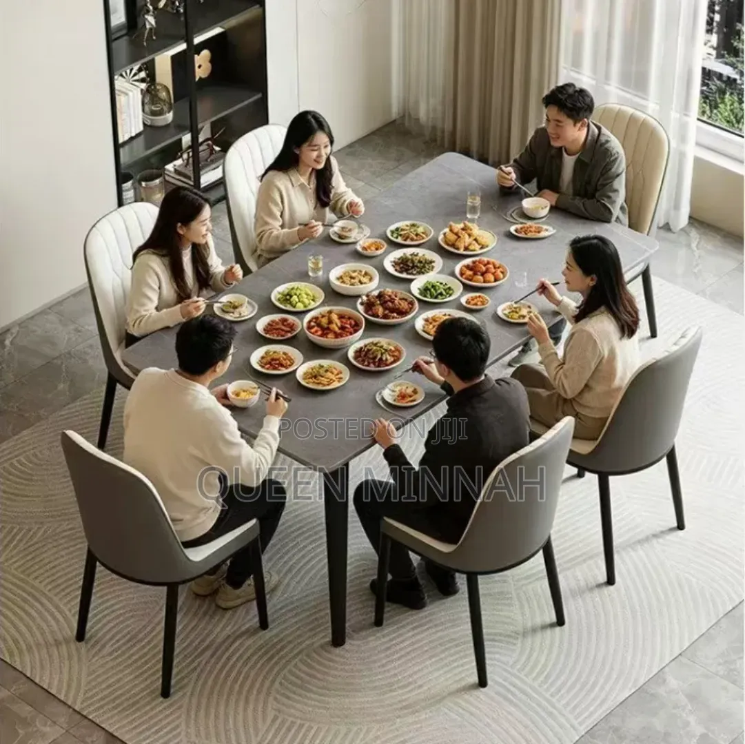 Modern Faux Marble Dining Set (6-Seater)
