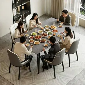 Modern Faux Marble Dining Set (6-Seater)