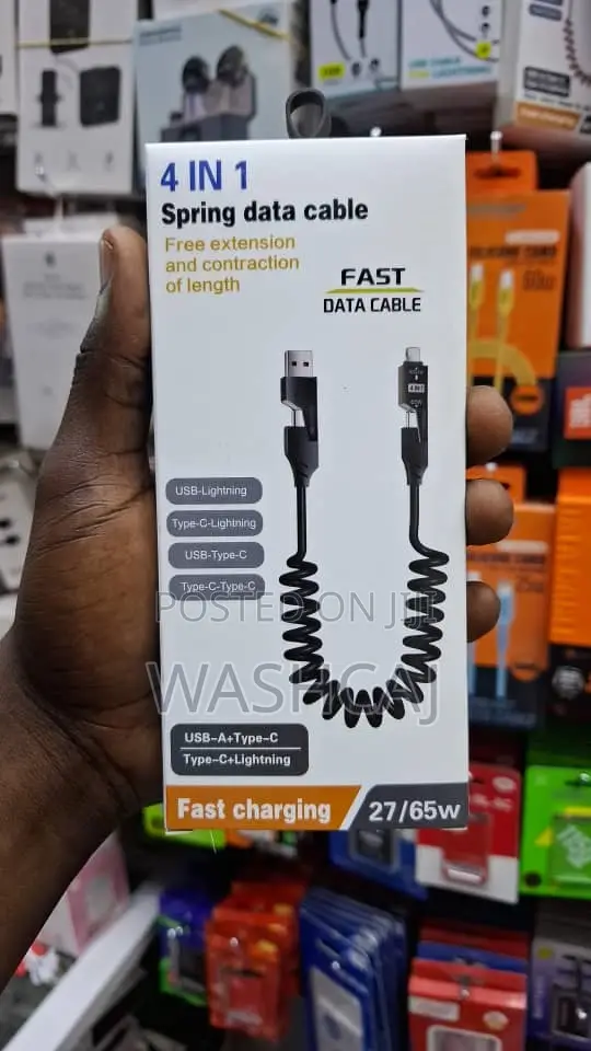 4-in-1 Spring Fast Data Cable With 65W Fast Charging