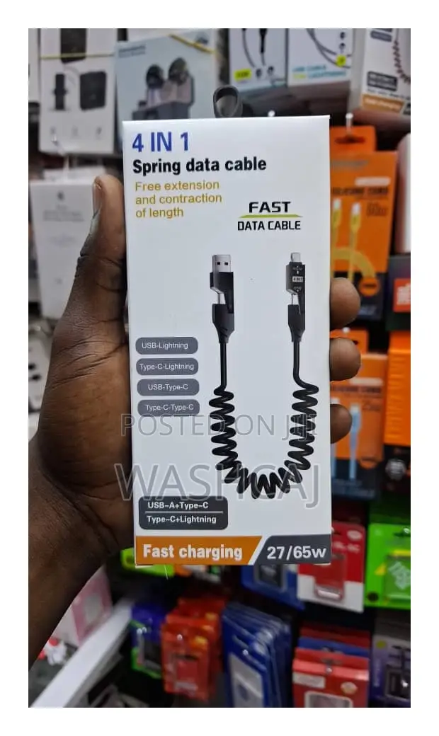 4-in-1 Spring Fast Data Cable With 65W Fast Charging