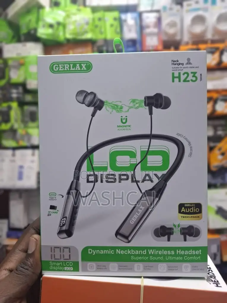 GERLAX H23 Dynamic Neckband Wireless Headset With Smart LCD Display