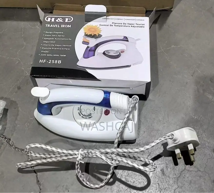 H F HF-258B Travel Iron With Adjustable Temperature, 700W