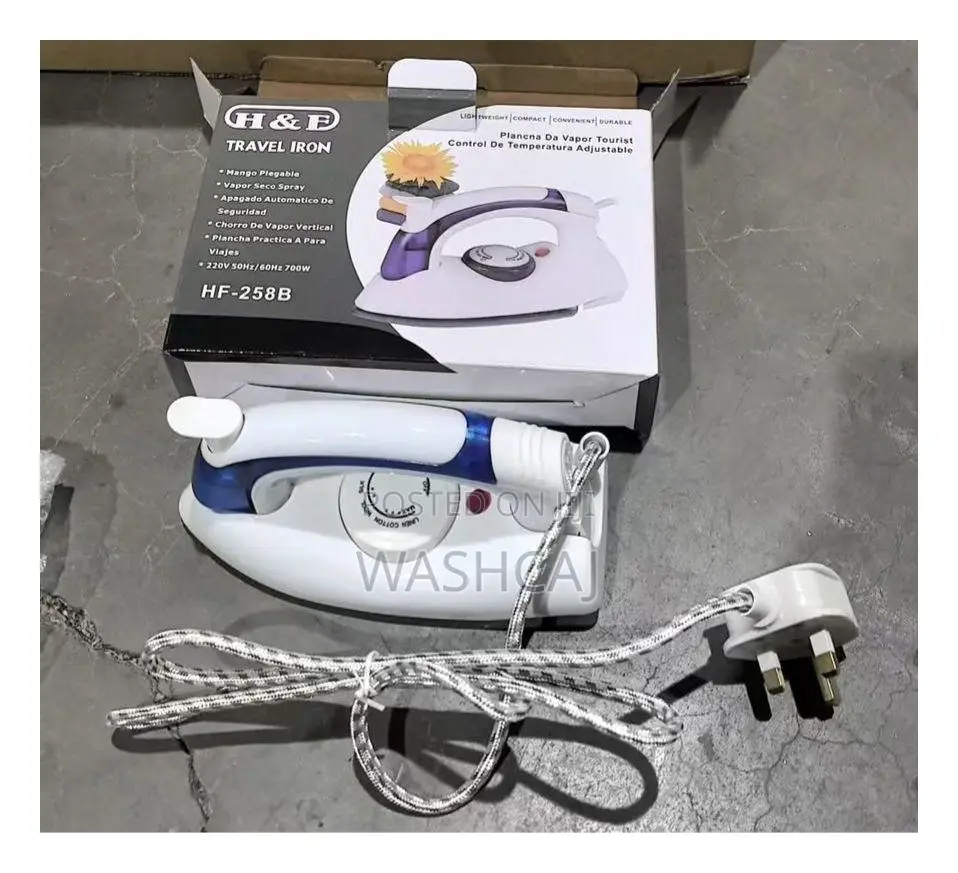 H F HF-258B Travel Iron With Adjustable Temperature, 700W