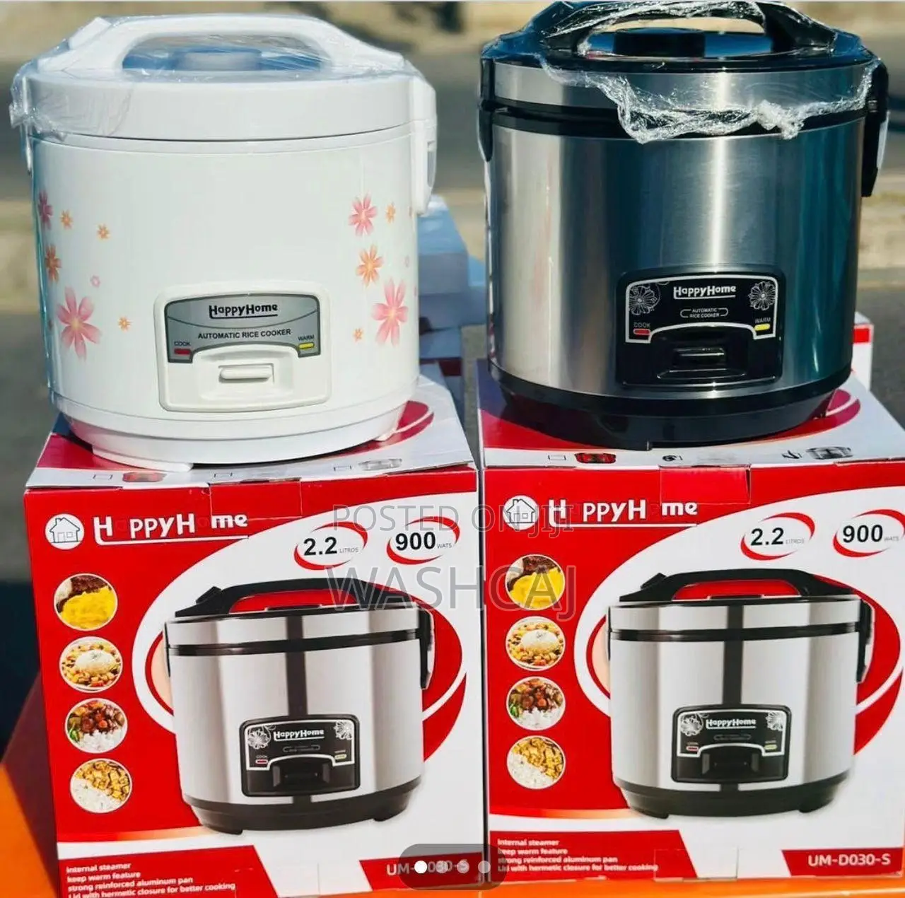 HappyHome Automatic Rice Cooker 2.2L 900W (White/Stainless Steel)