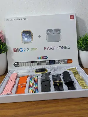 HiWatch Plus I20 Ultra Max Suit Smartwatch Earphones 10-in-1 Set