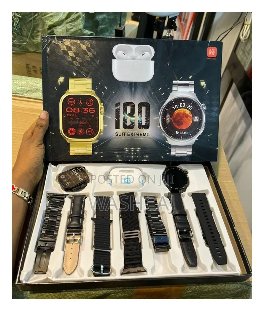 I80 Suit Extreme Smartwatch and Earbuds Combo With Multiple Straps