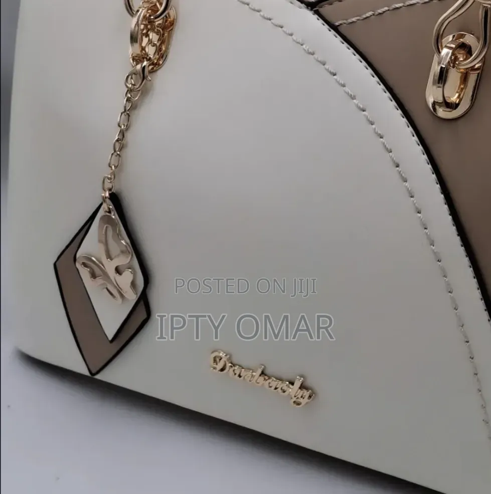 Brown Two-Tone Handbag With Butterfly Charm