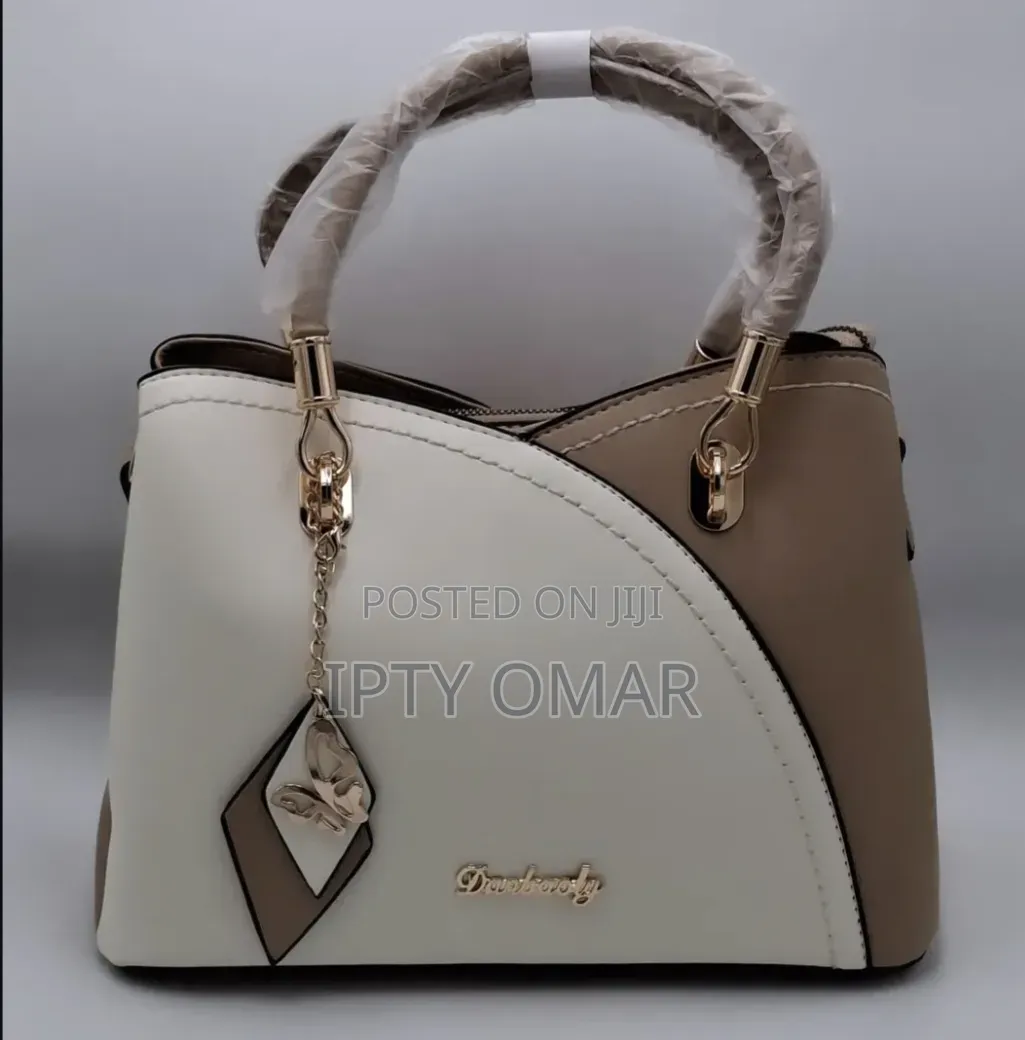 Brown Two-Tone Handbag With Butterfly Charm