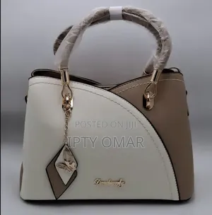 Brown Two-Tone Handbag With Butterfly Charm