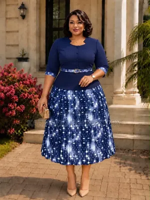 Elegant Peplum Printed Midi Dress With Belt
