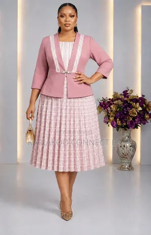 Premium Corporate Plaid Pleated Women's Dress