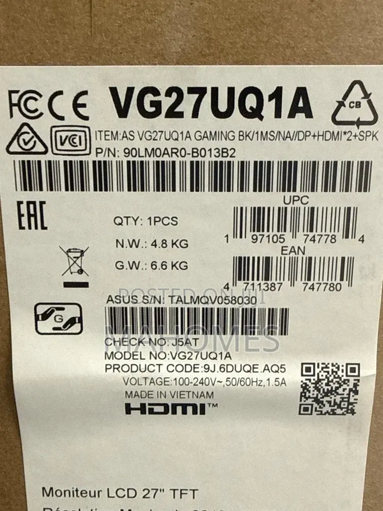 ASUS Tuf Gaming Vg27uqia 27"