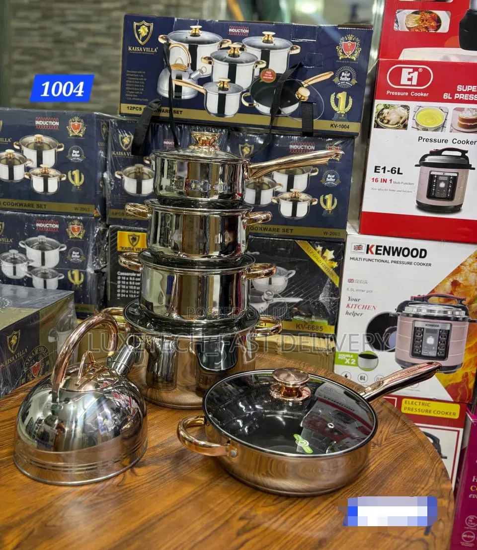 Kaisa Villa 12-Piece Stainless Steel Cookware Set With Kettle