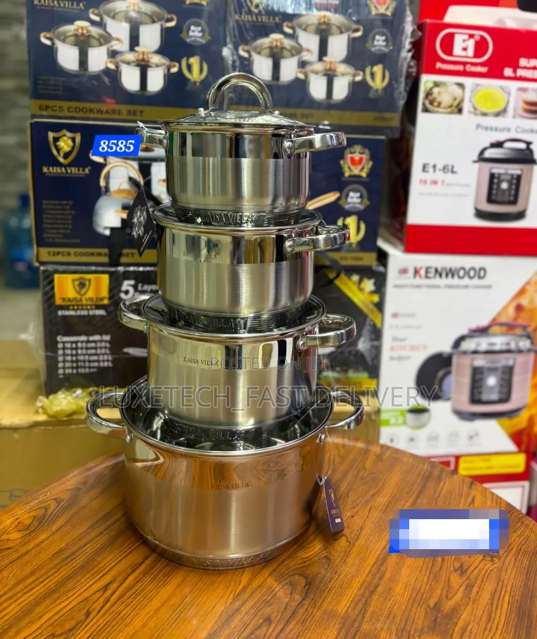 Kaisa Villa 8pc Stainless Steel Induction Cookware Set With Glass Lids