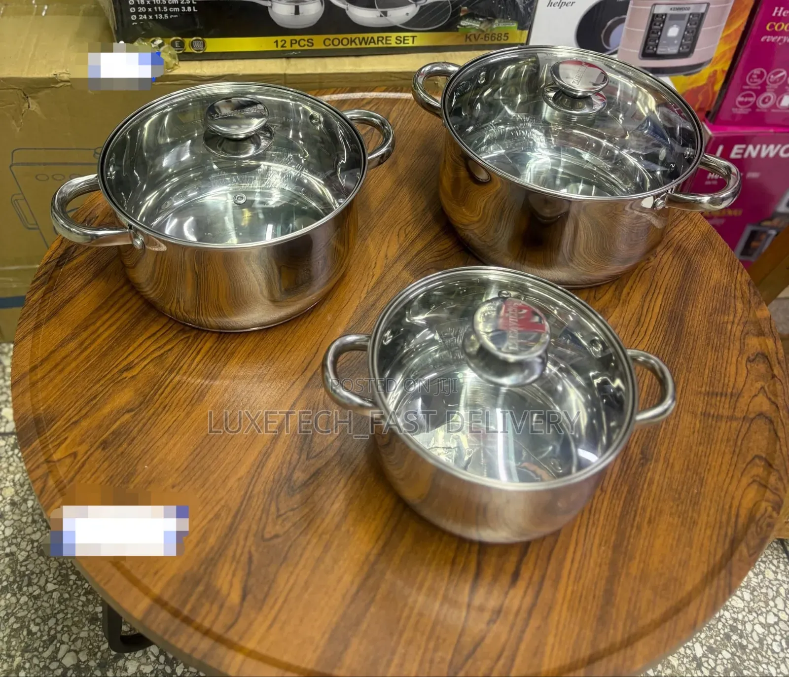 Kaisa Villa 6-Piece Cookware Set (3 Pots/Sufuria + 3 Glass Lids)