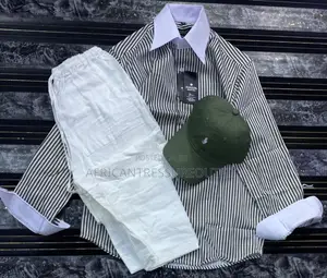 Two Pieces Striped Shirt and Trouser Sets Plus Cap These Set Available