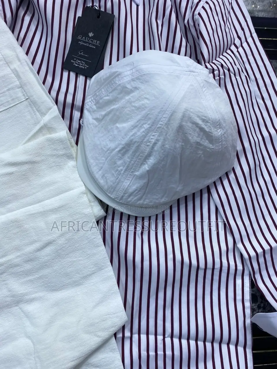 Two Pieces Striped Shirt and Trouser Sets Plus Cap These Set Available