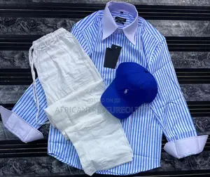 Two Pieces Striped Shirt and Trouser Sets Plus Cap These Set Available