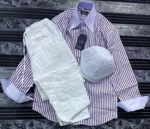 Two Pieces Striped Shirt and Trouser Sets Plus Cap These Set Available