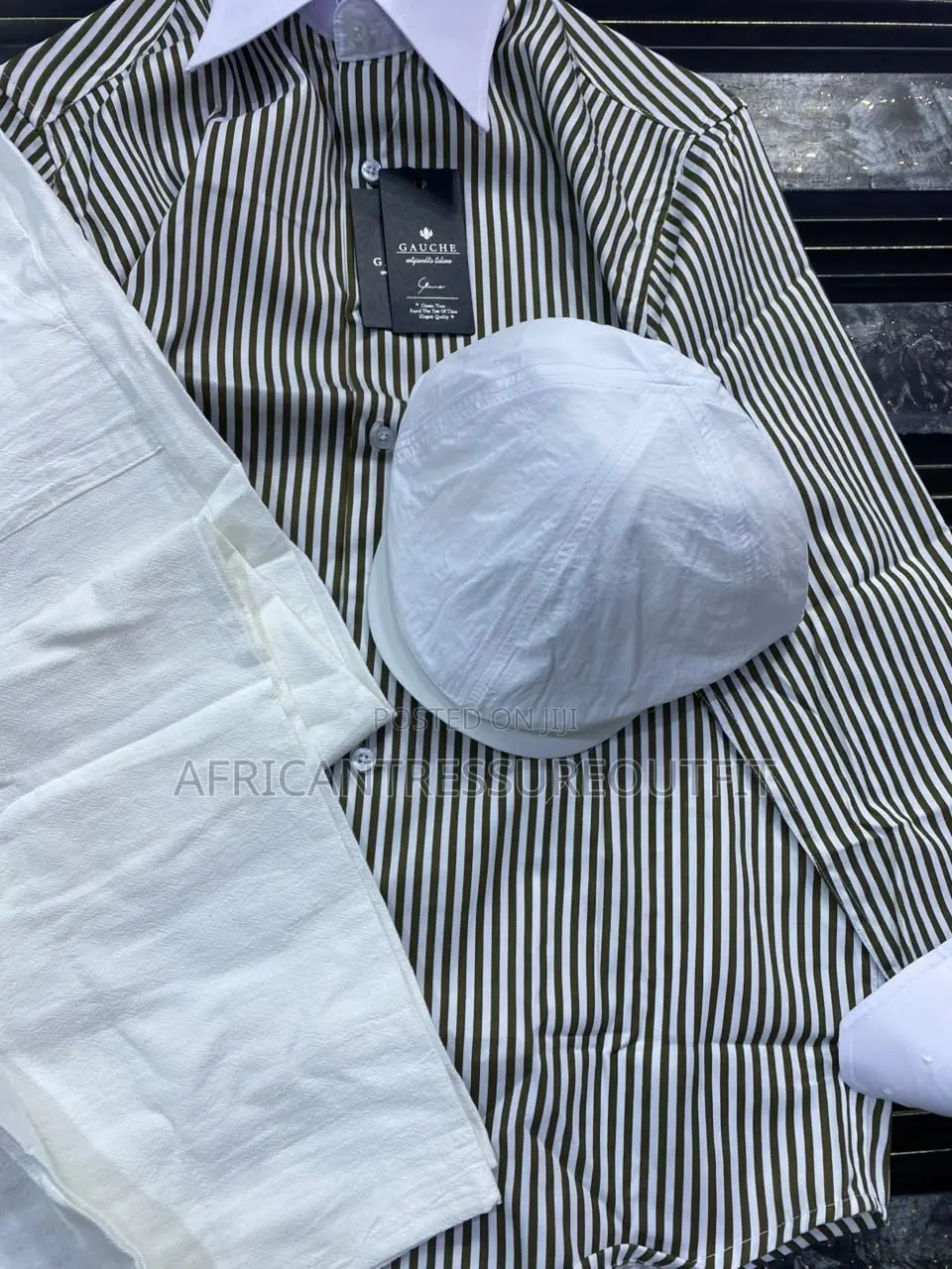 Two Pieces Striped Shirt and Trouser Sets Plus Cap These Set Available