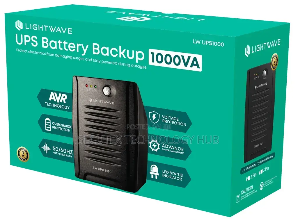 Lightwave 1000VA UPS – AVR | 600W | Voltage Protection