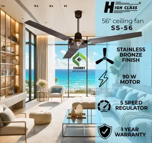 HIGH CLASS Ceiling Fan 3 Blades Size 56" BRONZE 90W Pangaboi