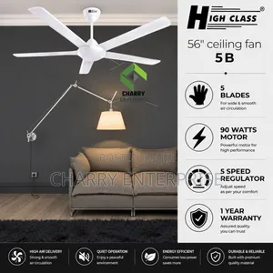 HIGH CLASS Ceiling Fan 5 Blades Size 56" Inch 90W Pangaboi Panga Tano