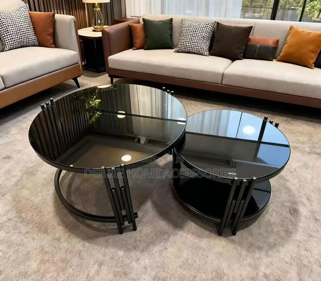 2-in-1 Nesting Coffee Table Set(thick Tempered Glass Top)