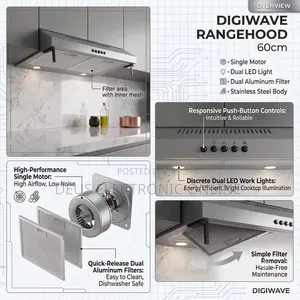 Digiwave Built in Oven 66L* *Stainless Steel Body and Range Hood 60cm