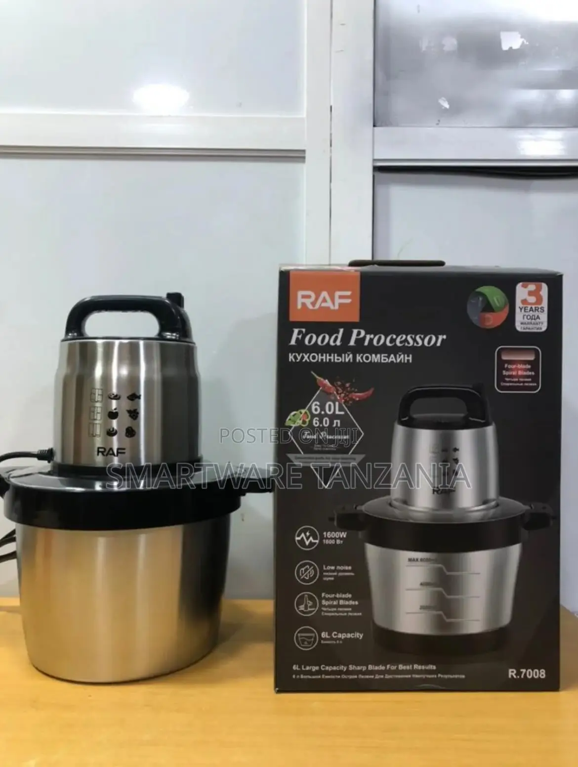 RAF Food Processor 1600W 6L Capacity With Four-Blade Spiral Design