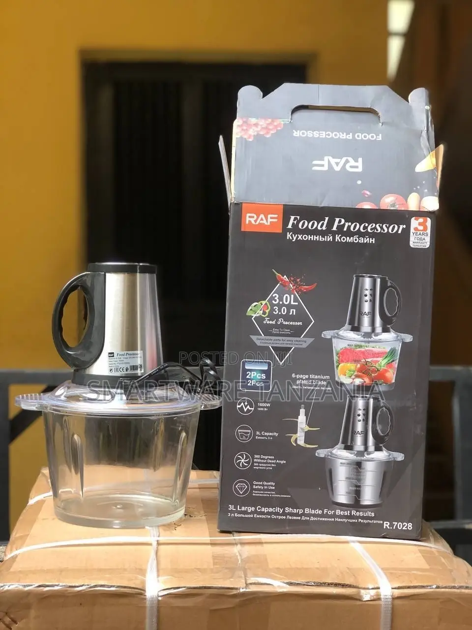 RAF Food Processor 3L Capacity With 1600W Power and Titanium Blade