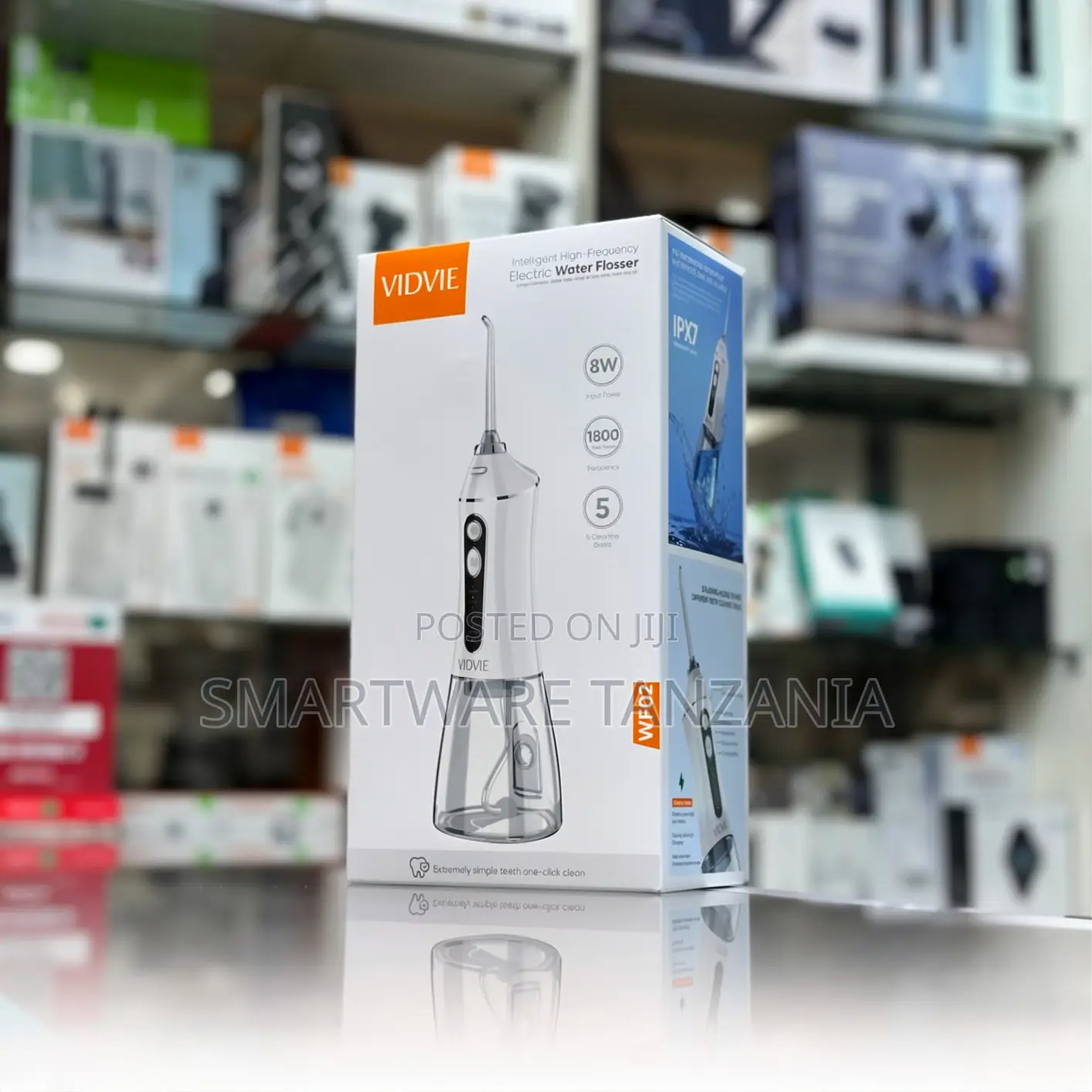 VIDVIE Electric Water Flosser 8W Power, 1800 Pulses/Min, IPX7, 5 Modes